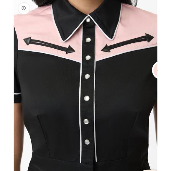 Unique Vintage 1950’s Black and Pink Rodeo Ready Romper M 6 8 NWOT - Picture 2 of 6